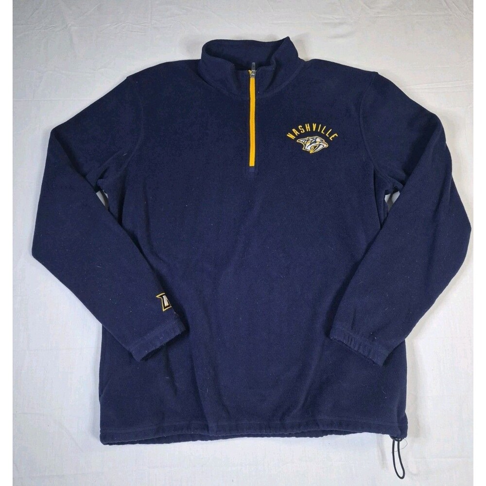 NHL Nashville Predators Quarter Zip Pullover Mens Size Large Navy Blue Fleece